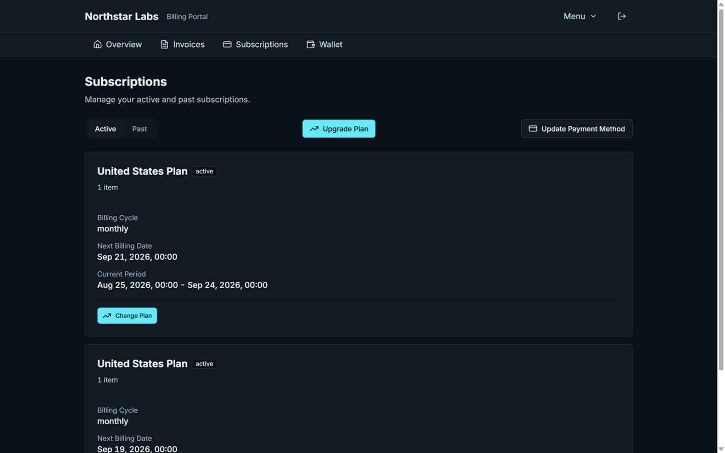 Portal subscriptions with request actions