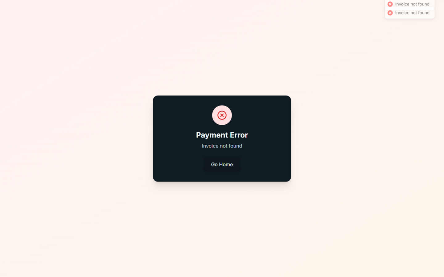 Public invoice payment page