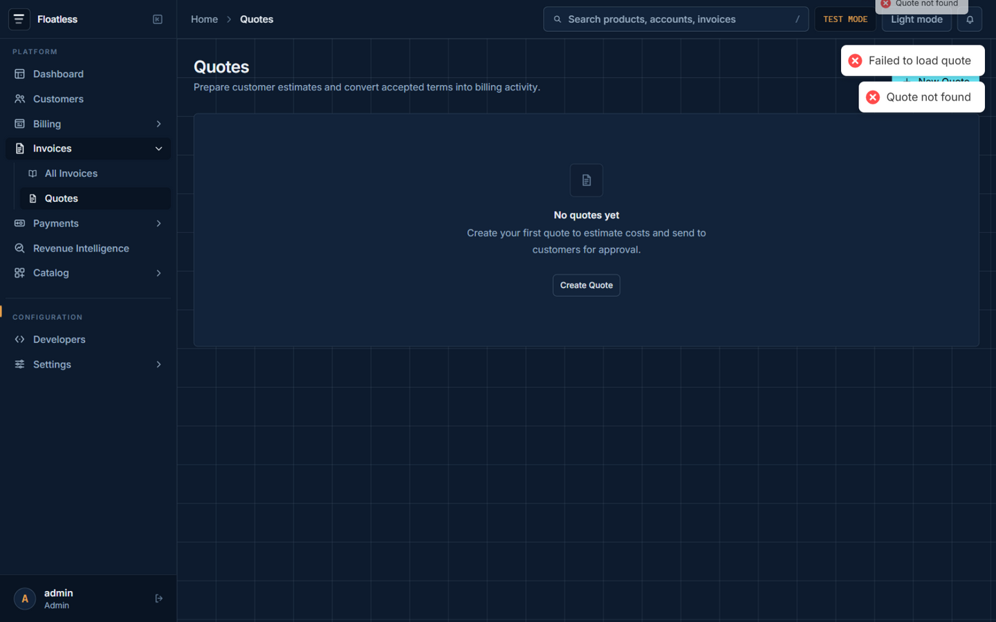 Quote detail with activity timeline